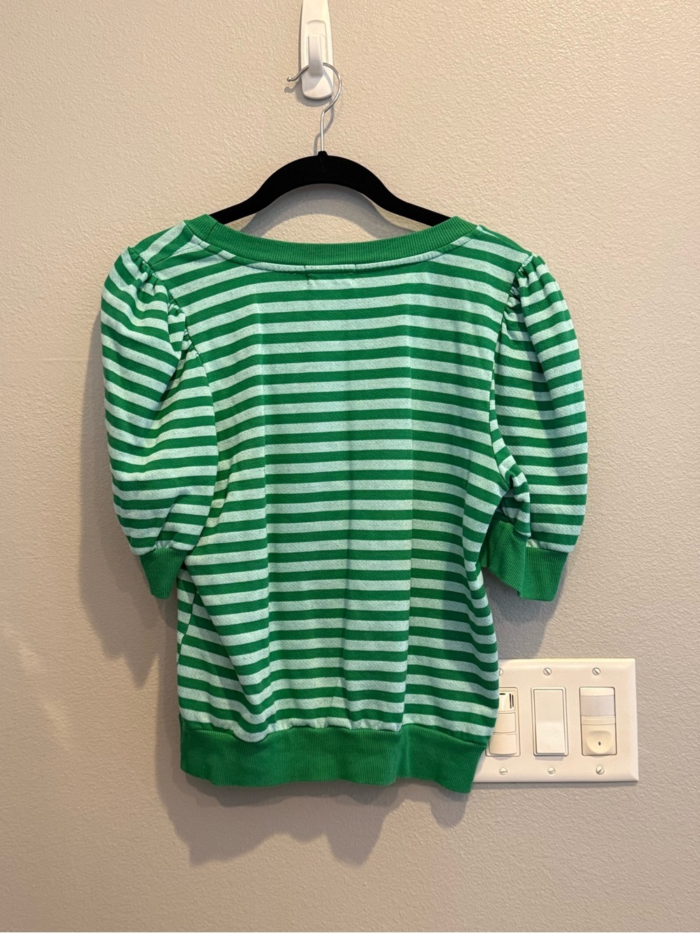 T.La Green and Light Green Striped Puff Sleeve Top - Picture 2 of 3